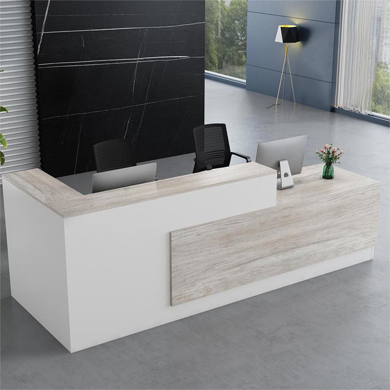 Ebern Designs Darald LShape Laminate Reception Desk with Filing